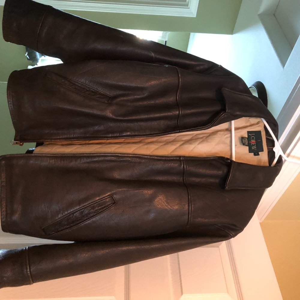 J Crew Quilted Full Grain Leather Jacket Size Small - Picture 9 of 12